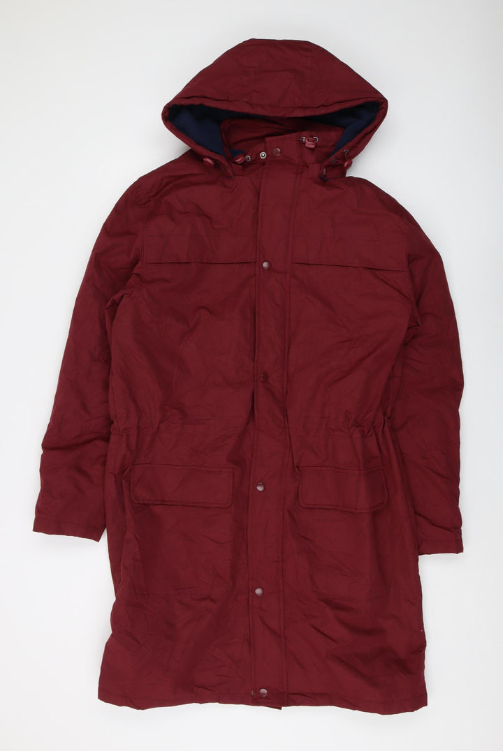 Collon Women's Red Parka Coat M - Hooded, Pockets, Long Sleeve