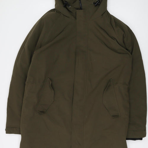 Marks and Spencer Men's Green Hooded Parka Coat L