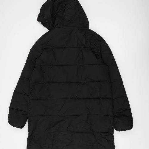 Stradivarius Women's Black Hooded Puffer Jacket Size 12