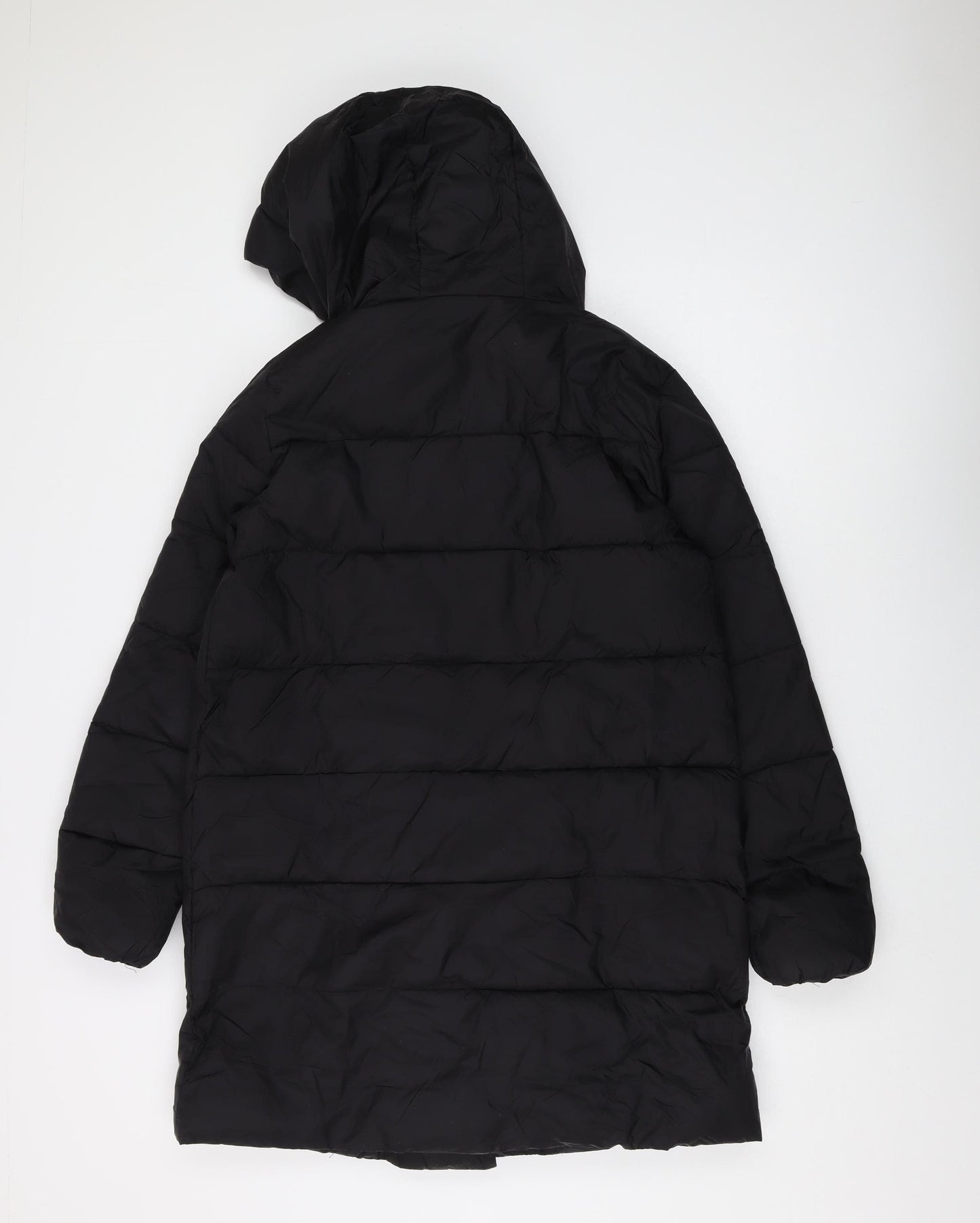 Stradivarius Women's Black Hooded Puffer Jacket Size 12