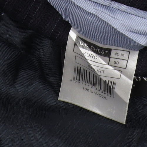 Jeff Banks Men's Black Striped Blazer, Size 40S, Wool