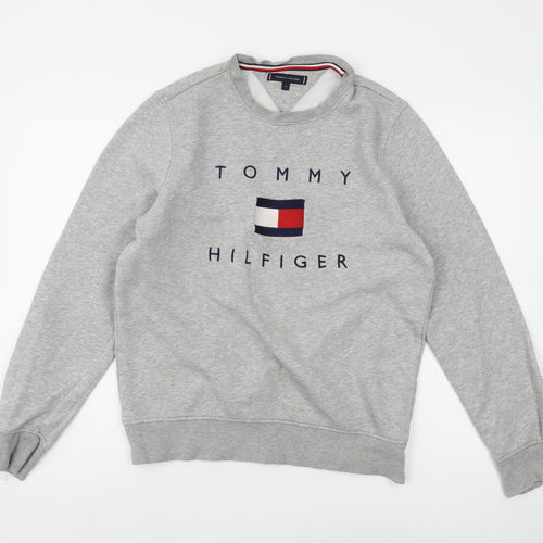 Tommy Hilfiger Men's Grey Pullover Logo Sweatshirt M