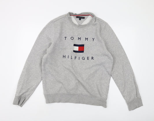 Tommy Hilfiger Men's Grey Pullover Logo Sweatshirt M