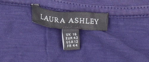 Laura Ashley Women's Purple T-Shirt UK 16 Basic Casual