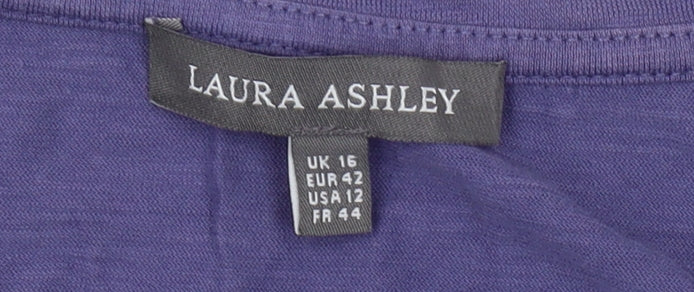 Laura Ashley Women's Purple T-Shirt UK 16 Basic Casual