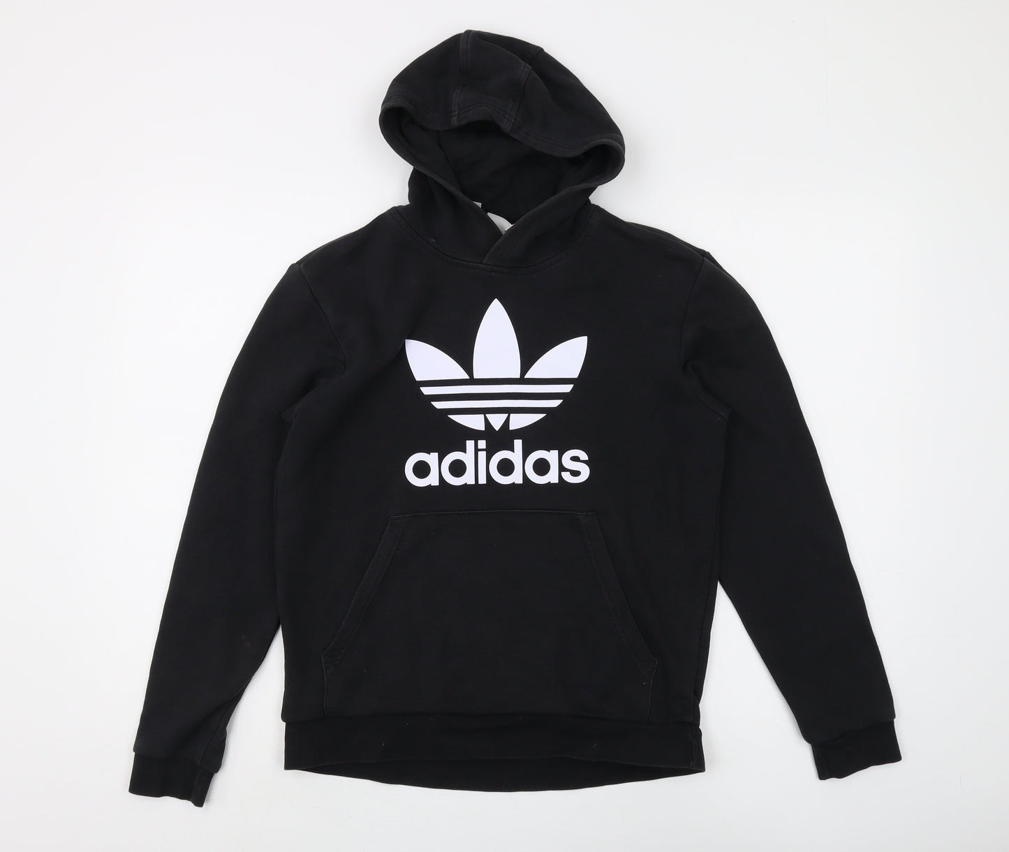 Adidas Boys Black Logo Hoodie, Age 13-14, Cotton Blend