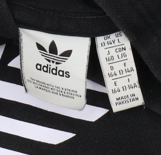 Adidas Boys Black Logo Hoodie, Age 13-14, Cotton Blend