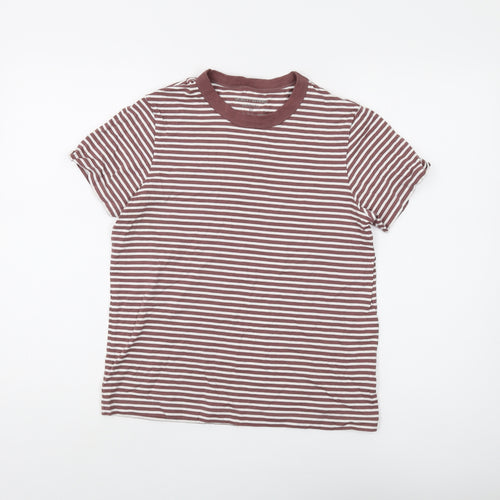 Giordano Women's Brown Striped Ringer T-Shirt M