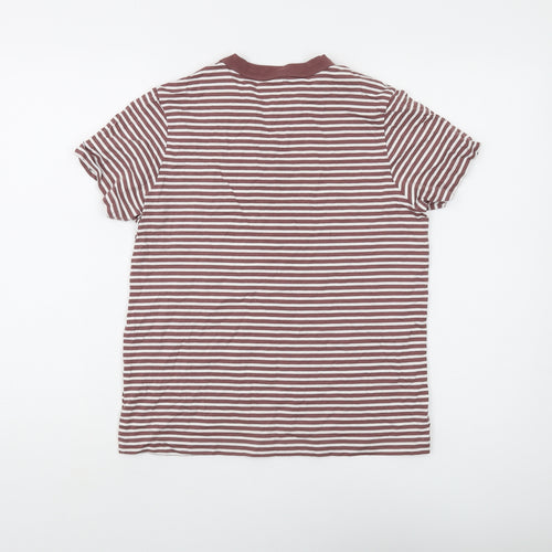 Giordano Women's Brown Striped Ringer T-Shirt M