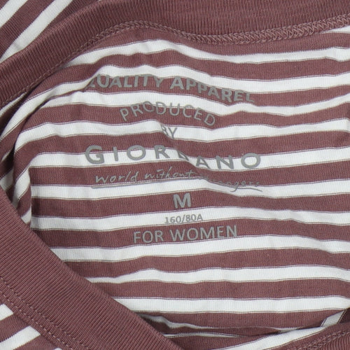 Giordano Women's Brown Striped Ringer T-Shirt M