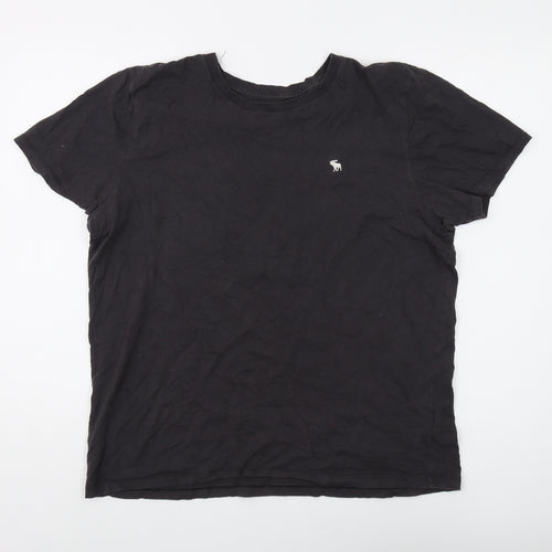 Abercrombie & Fitch Men's Black Cotton Crew Neck Tee