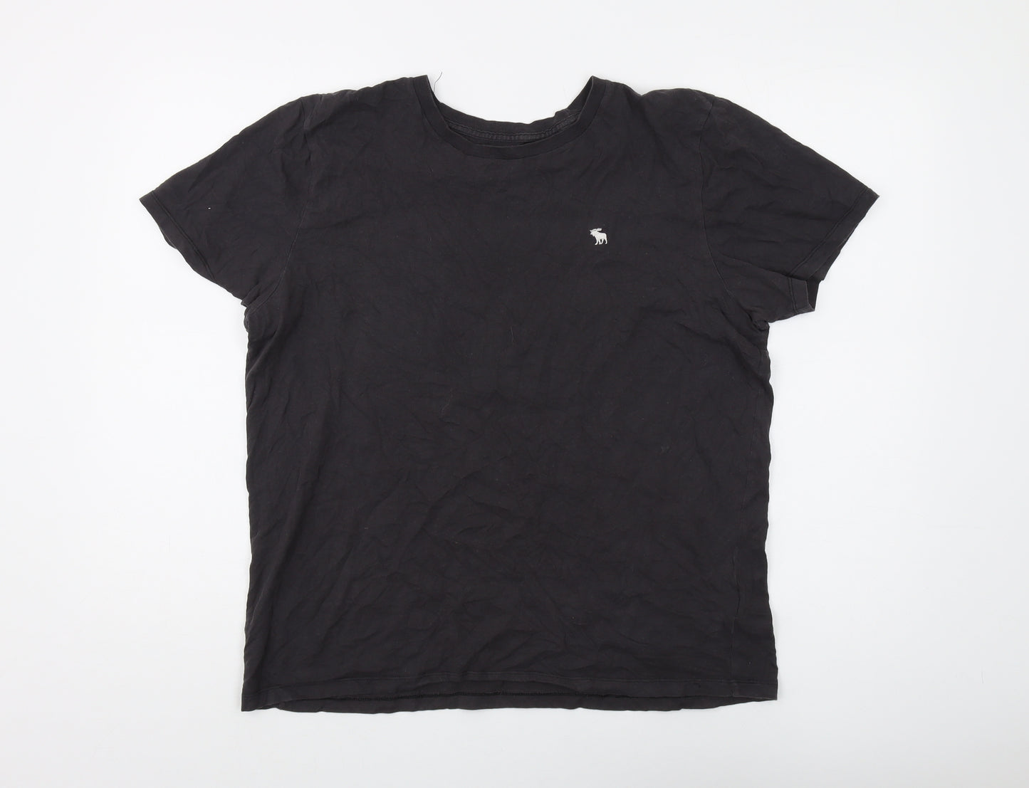 Abercrombie & Fitch Men's Black Cotton Crew Neck Tee