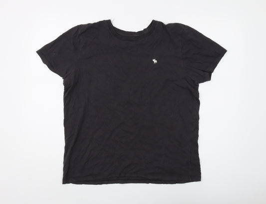 Abercrombie & Fitch Men's Black Cotton Crew Neck Tee