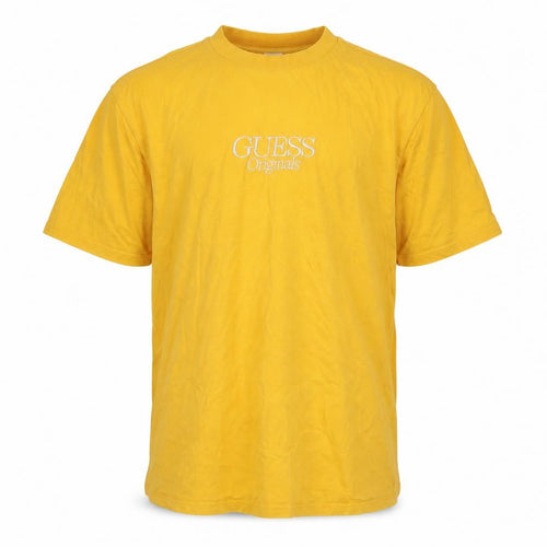 Guess Men's Yellow Cotton Logo T-Shirt, Size S
