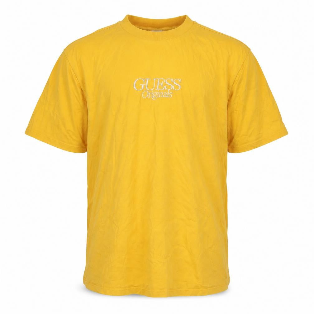 Guess Men's Yellow Cotton Logo T-Shirt, Size S