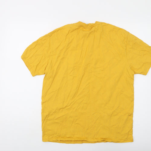 Guess Men's Yellow Cotton Logo T-Shirt, Size S