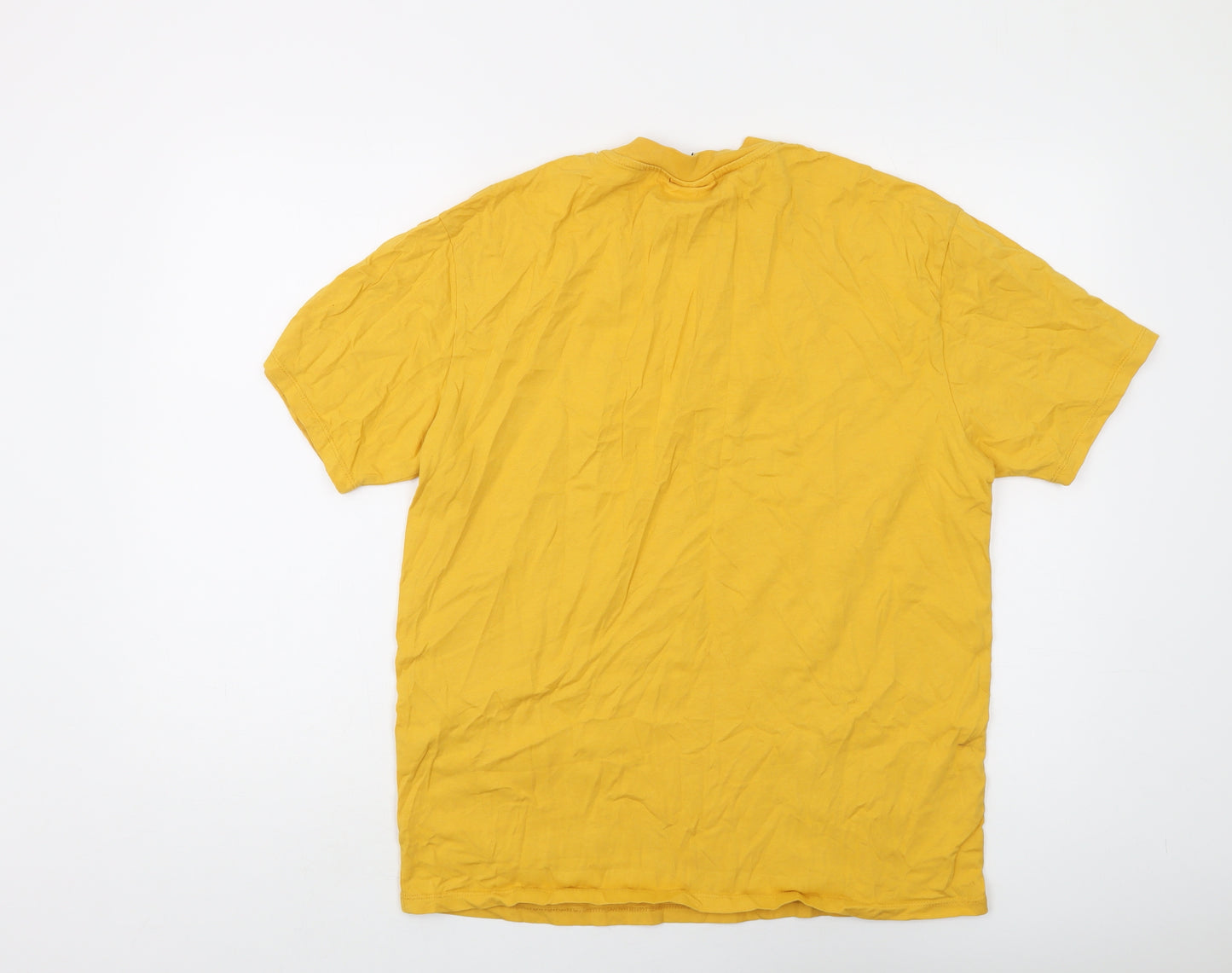 Guess Men's Yellow Cotton Logo T-Shirt, Size S