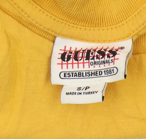 Guess Men's Yellow Cotton Logo T-Shirt, Size S