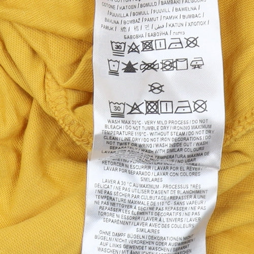 Guess Men's Yellow Cotton Logo T-Shirt, Size S