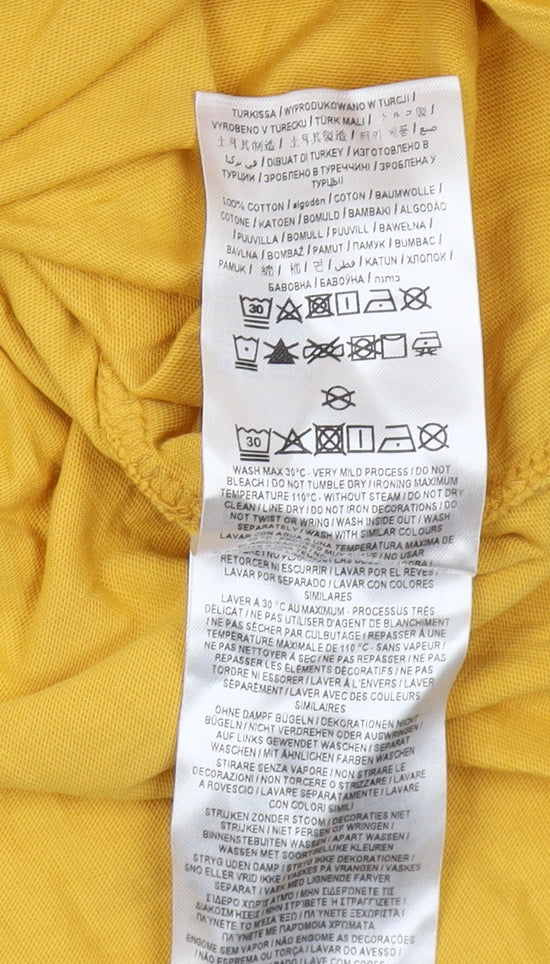 Guess Men's Yellow Cotton Logo T-Shirt, Size S