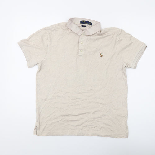 Polo Ralph Lauren Men's Beige Slim Fit Polo M