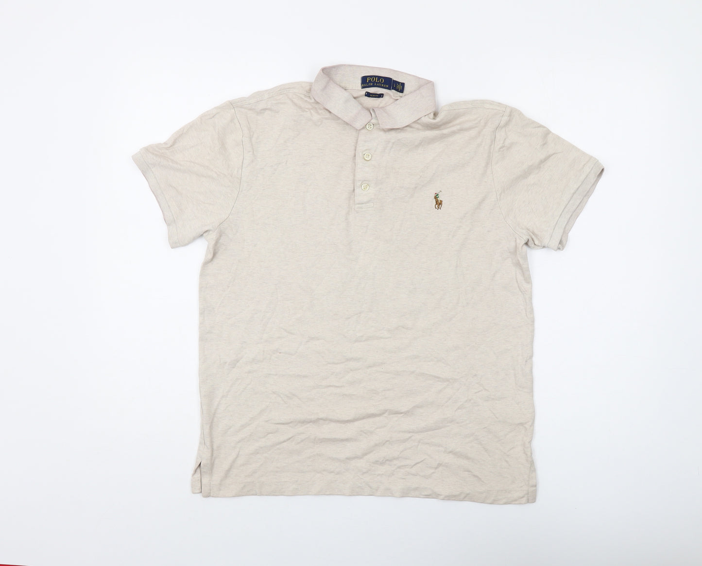 Polo Ralph Lauren Men's Beige Slim Fit Polo M