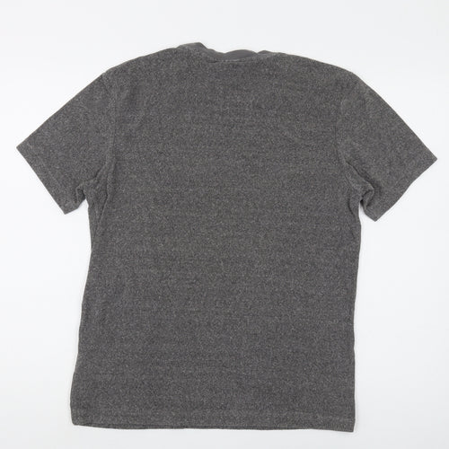 Adidas Men's Grey T-Shirt, Size M, Crew Neck, Logo Accent