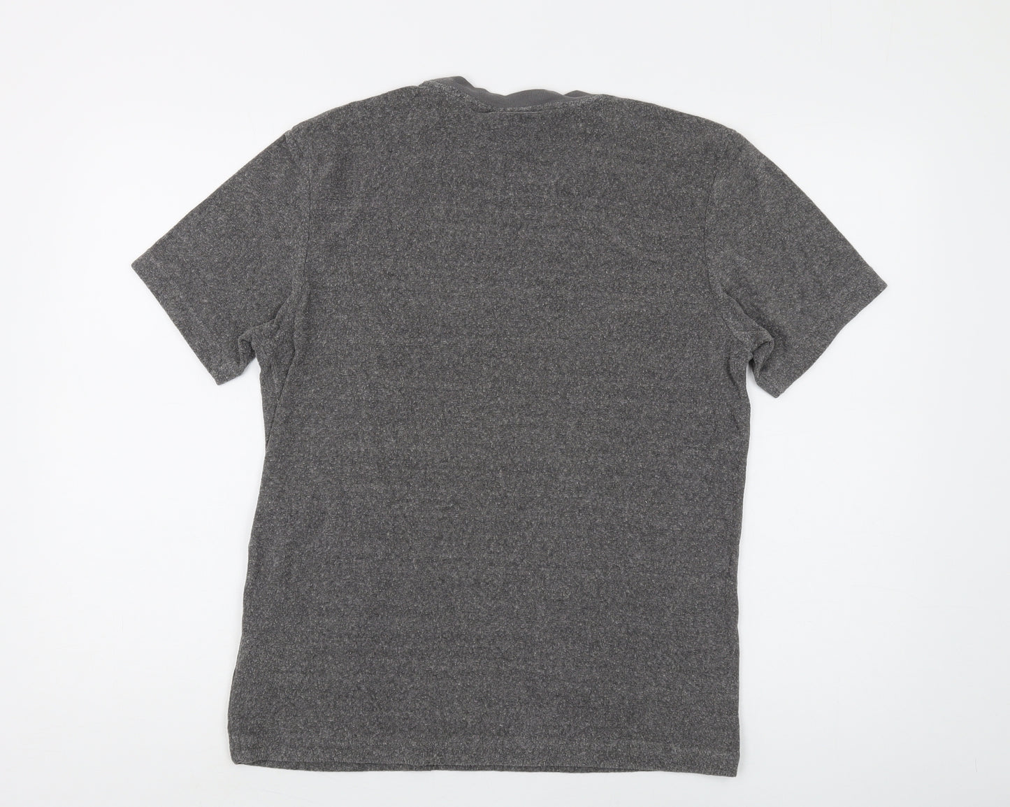 Adidas Men's Grey T-Shirt, Size M, Crew Neck, Logo Accent