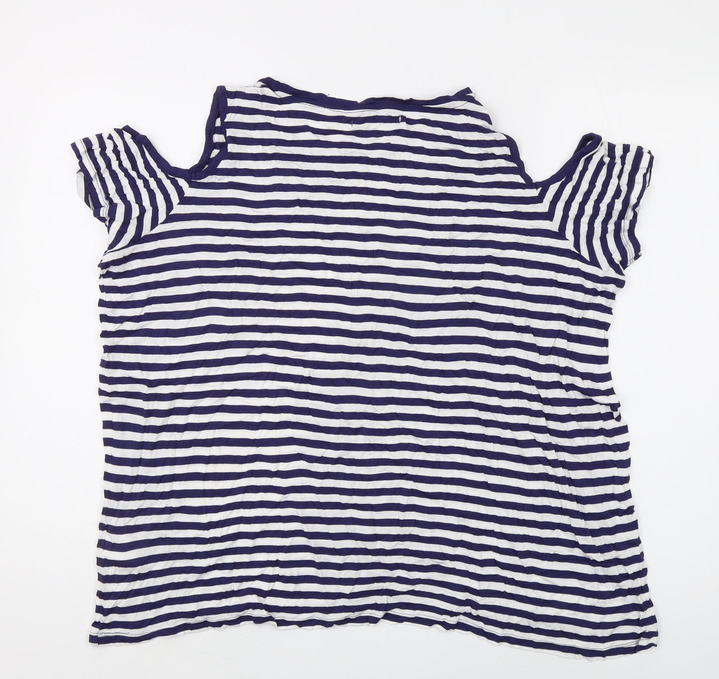 Capsule Women's Blue Striped Cold Shoulder T-Shirt