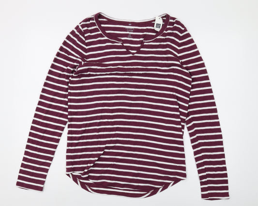 Gap Women's Red Striped Long Sleeve T-Shirt, Size XL