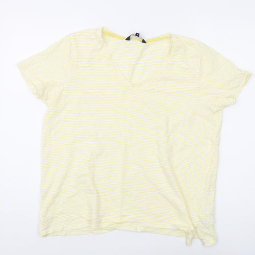 Crew Clothing Women's Yellow Striped T-Shirt Size 16