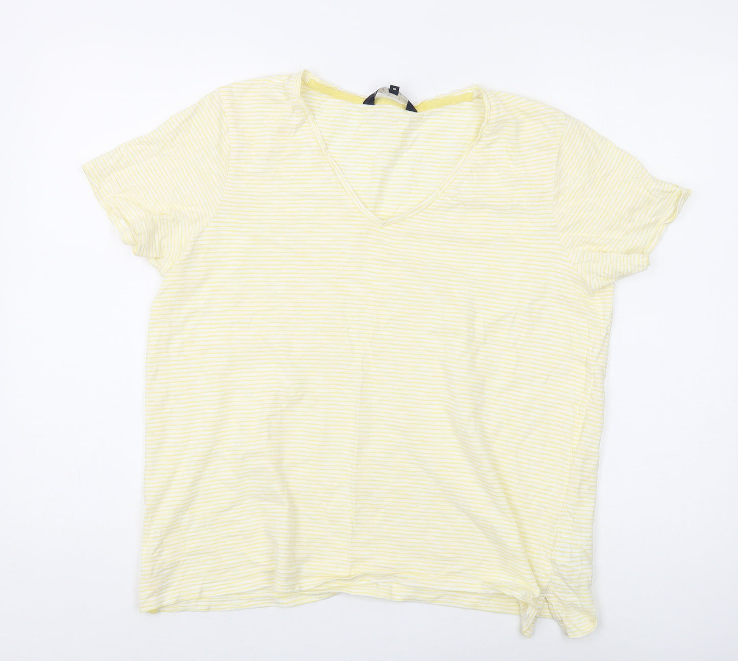 Crew Clothing Women's Yellow Striped T-Shirt Size 16