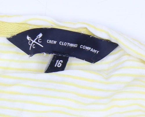 Crew Clothing Women's Yellow Striped T-Shirt Size 16