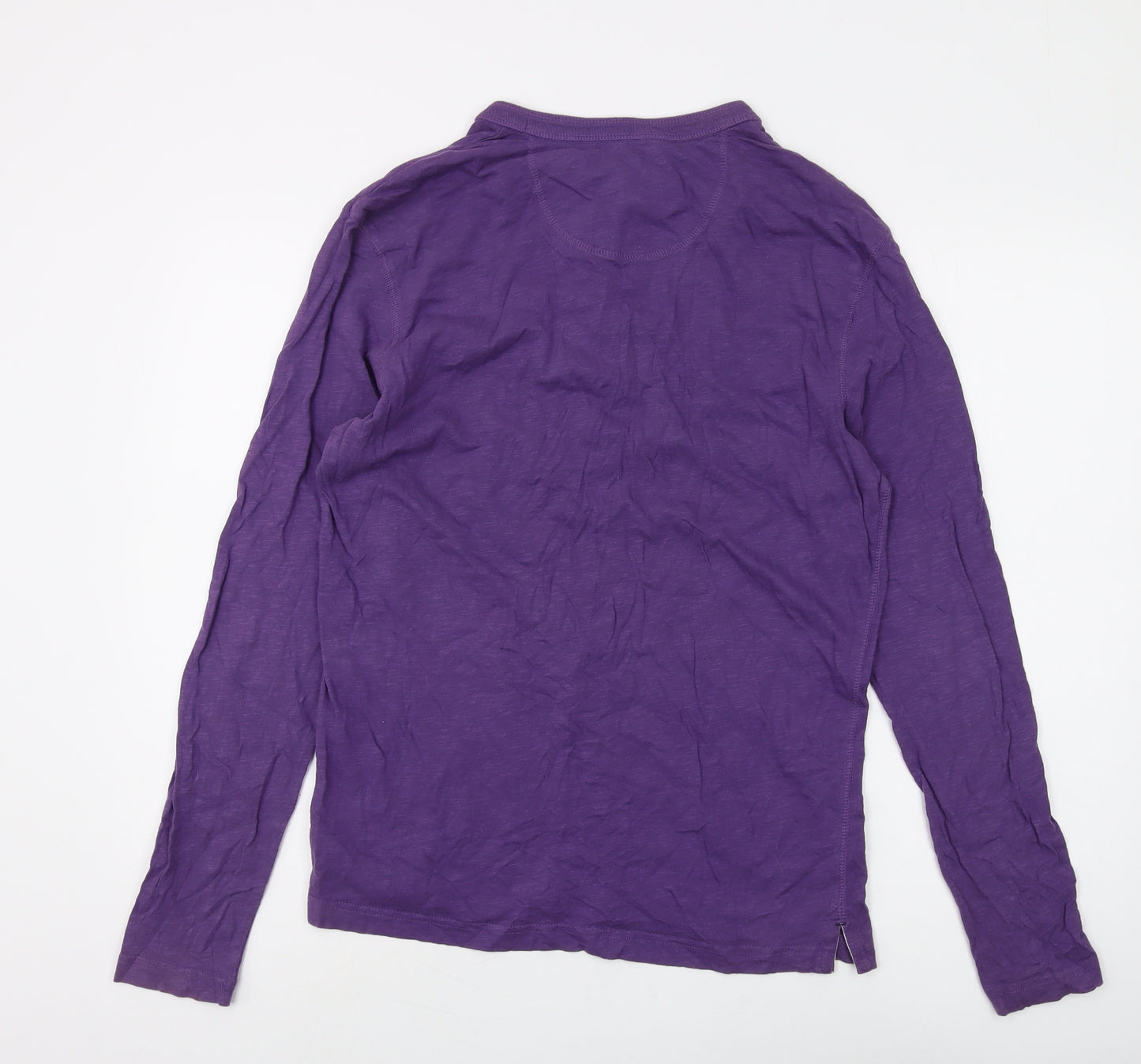 White Stuff Men's Purple Henley Long Sleeve T-Shirt