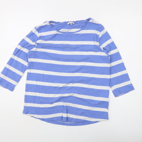 Cotton Traders Women's Blue Striped T-Shirt Size 16