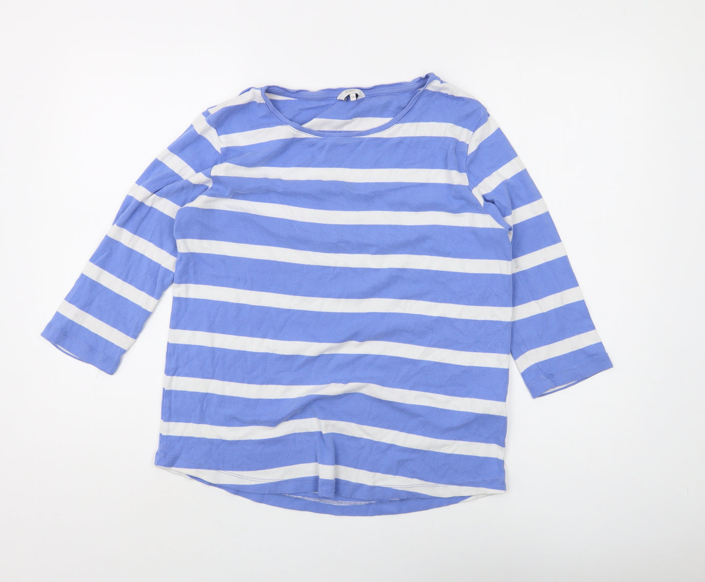 Cotton Traders Women's Blue Striped T-Shirt Size 16