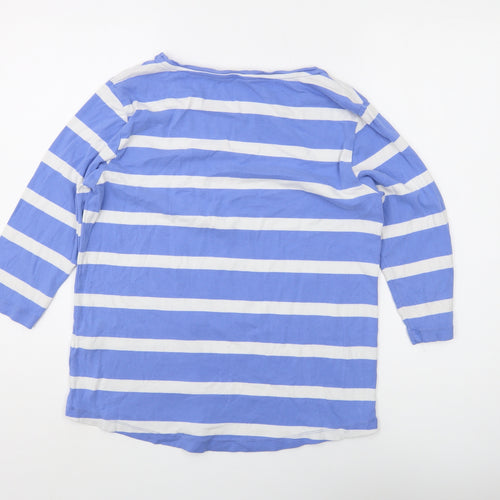 Cotton Traders Women's Blue Striped T-Shirt Size 16