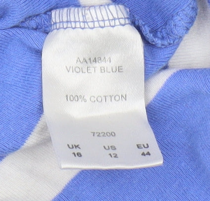 Cotton Traders Women's Blue Striped T-Shirt Size 16