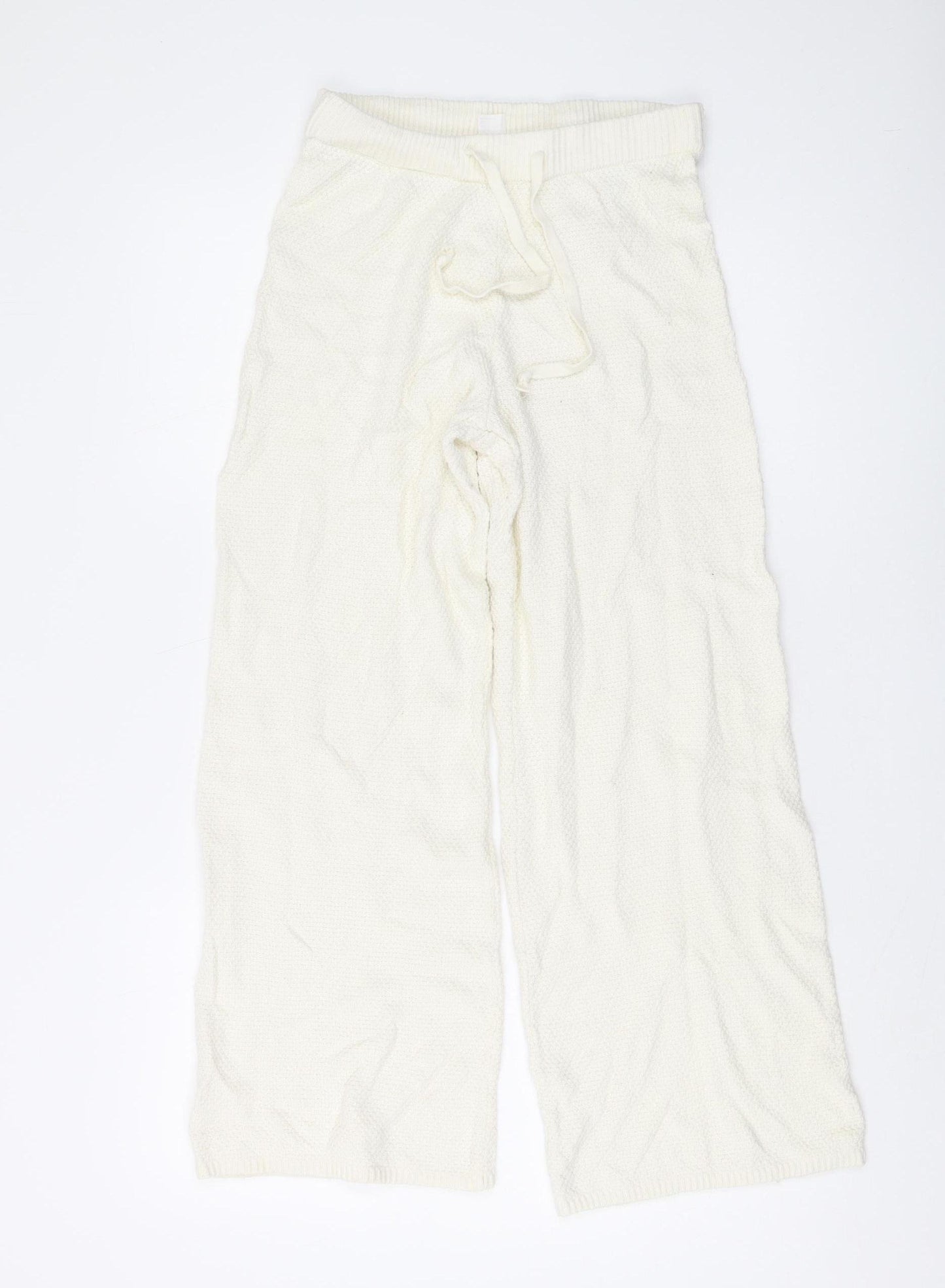 Gilly Hicks Women's Ivory XS Knit Wide-Leg Sweatpants
