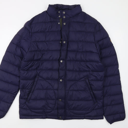 White Stuff Men's Blue Puffer Jacket - L, Casual Winter Wear