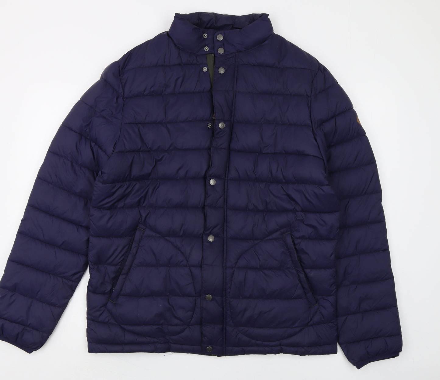 White Stuff Men's Blue Puffer Jacket - L, Casual Winter Wear