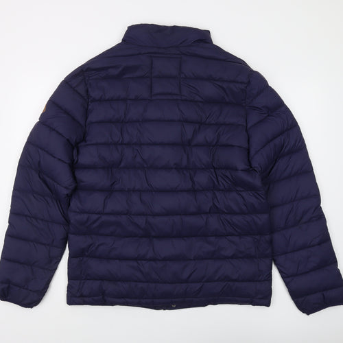 White Stuff Men's Blue Puffer Jacket - L, Casual Winter Wear