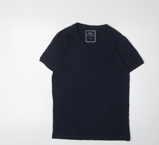 Next Men's Blue V-Neck T-Shirt, Size S, Slim Fit