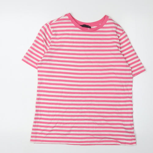 Marks and Spencer Women's Pink Striped T-Shirt, Size 8