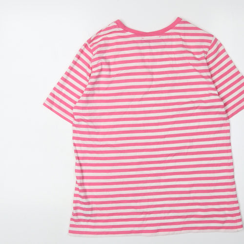 Marks and Spencer Women's Pink Striped T-Shirt, Size 8