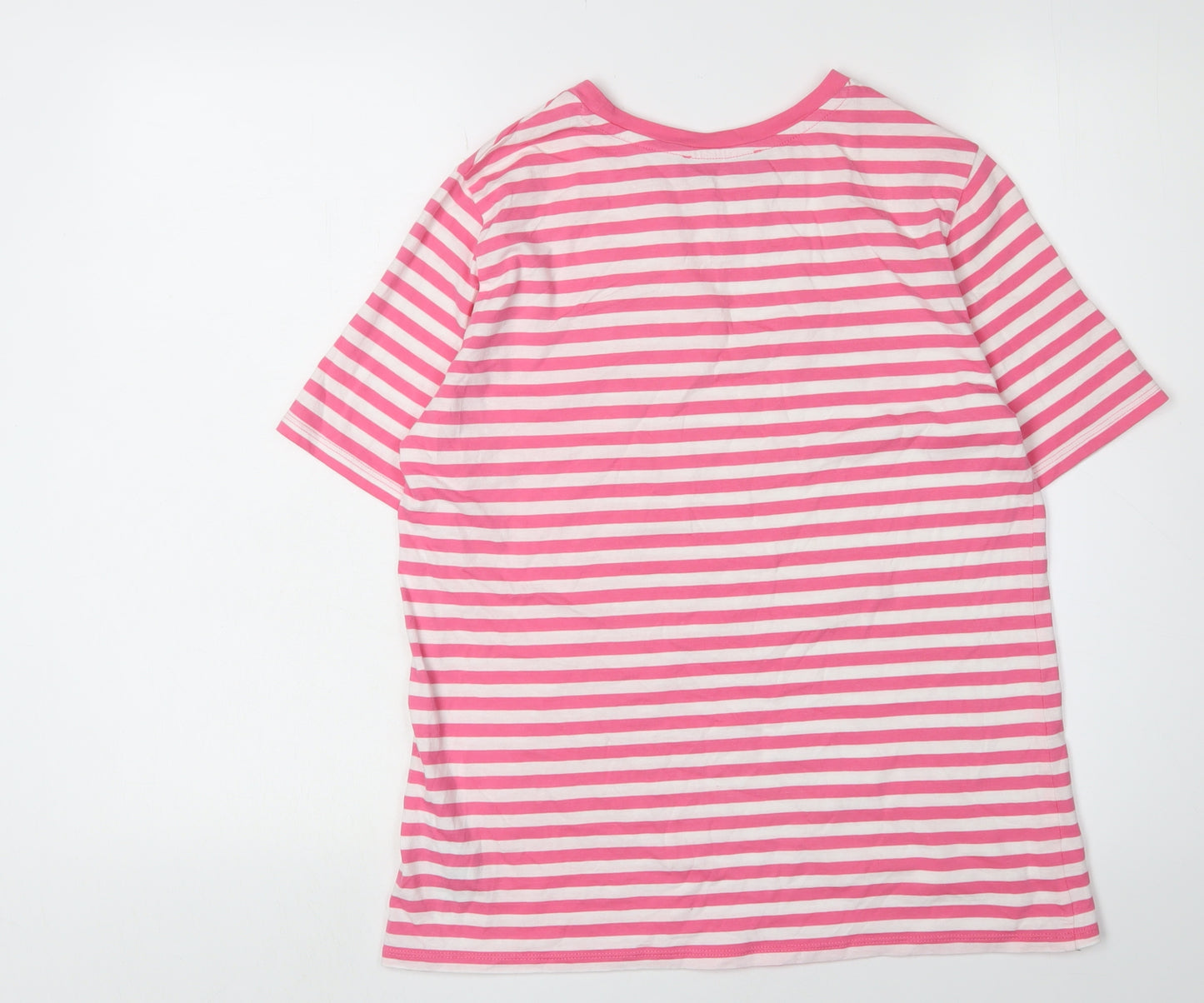 Marks and Spencer Women's Pink Striped T-Shirt, Size 8