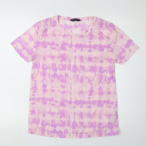 Marks and Spencer Women's Pink Tie-Dye T-Shirt - Size 8