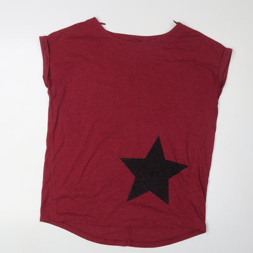 Next Women's Red Boat Neck Star T-Shirt Size 12