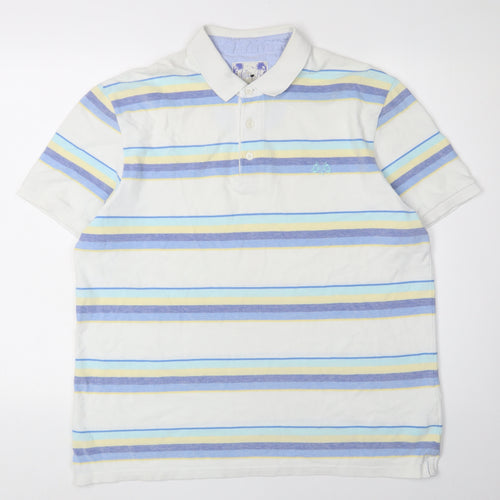 BHS Men's Multicoloured Striped Polo L