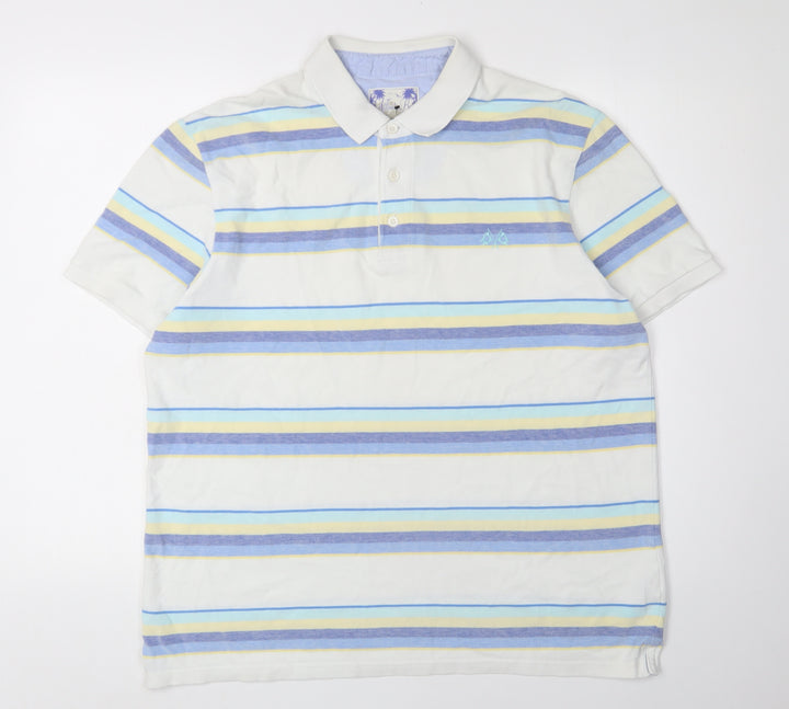 BHS Men's Multicoloured Striped Polo L